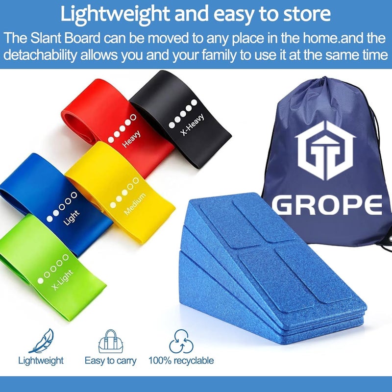 Grope Slant Board Squat Wedge for Calf Stretching，3 Pcs 12" x 6.3" Foot Stretcher Balance Board for Plantar Fasciitis, Adjustable Foam Slant Board Wedge Great for Exercises - Image 4